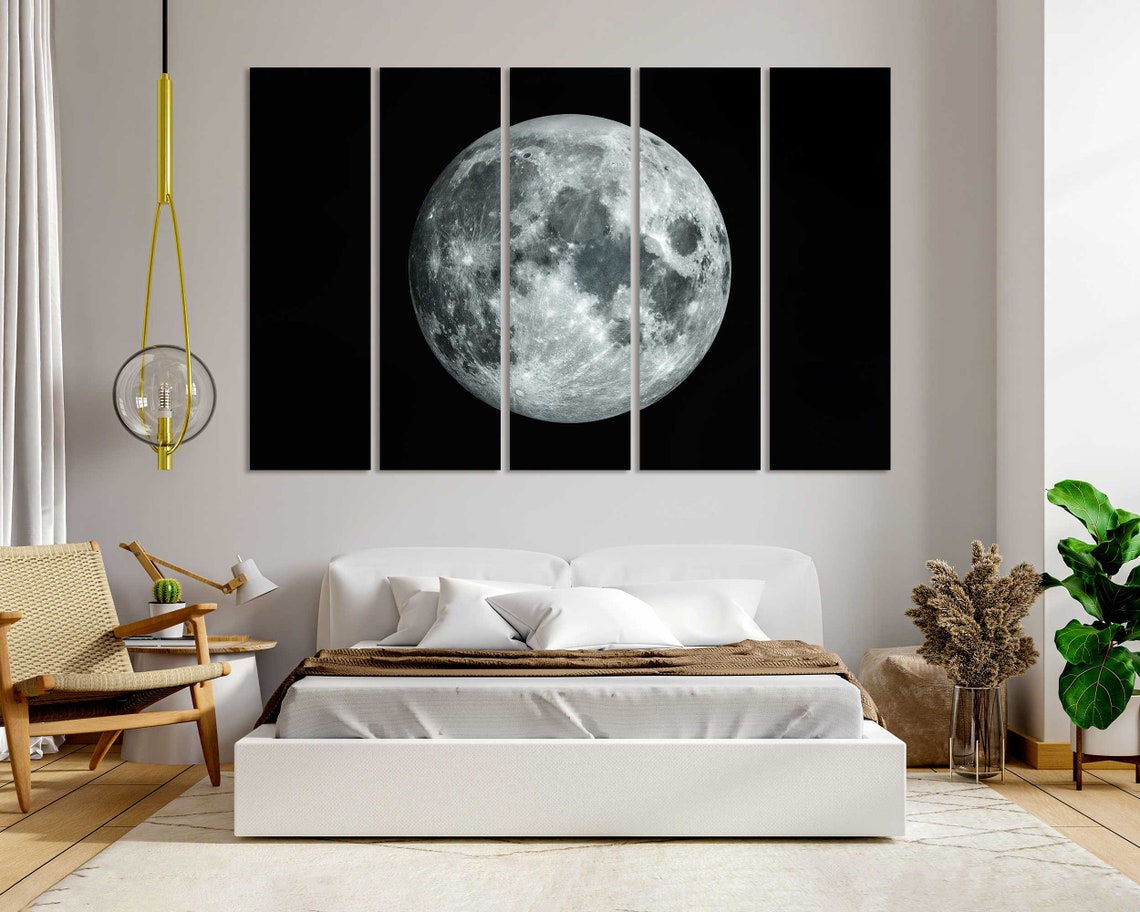 Full Moon Close Up Crater Detail Night Sky Lunar Surface Art Poster - Image 5