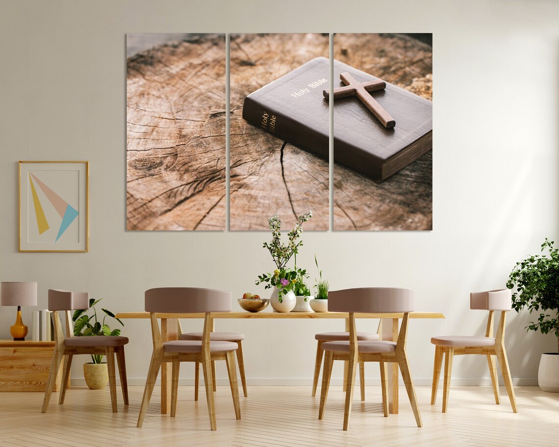 Holy Bible Wooden Cross Rustic Faith Still Life Christian Poster - Image 6