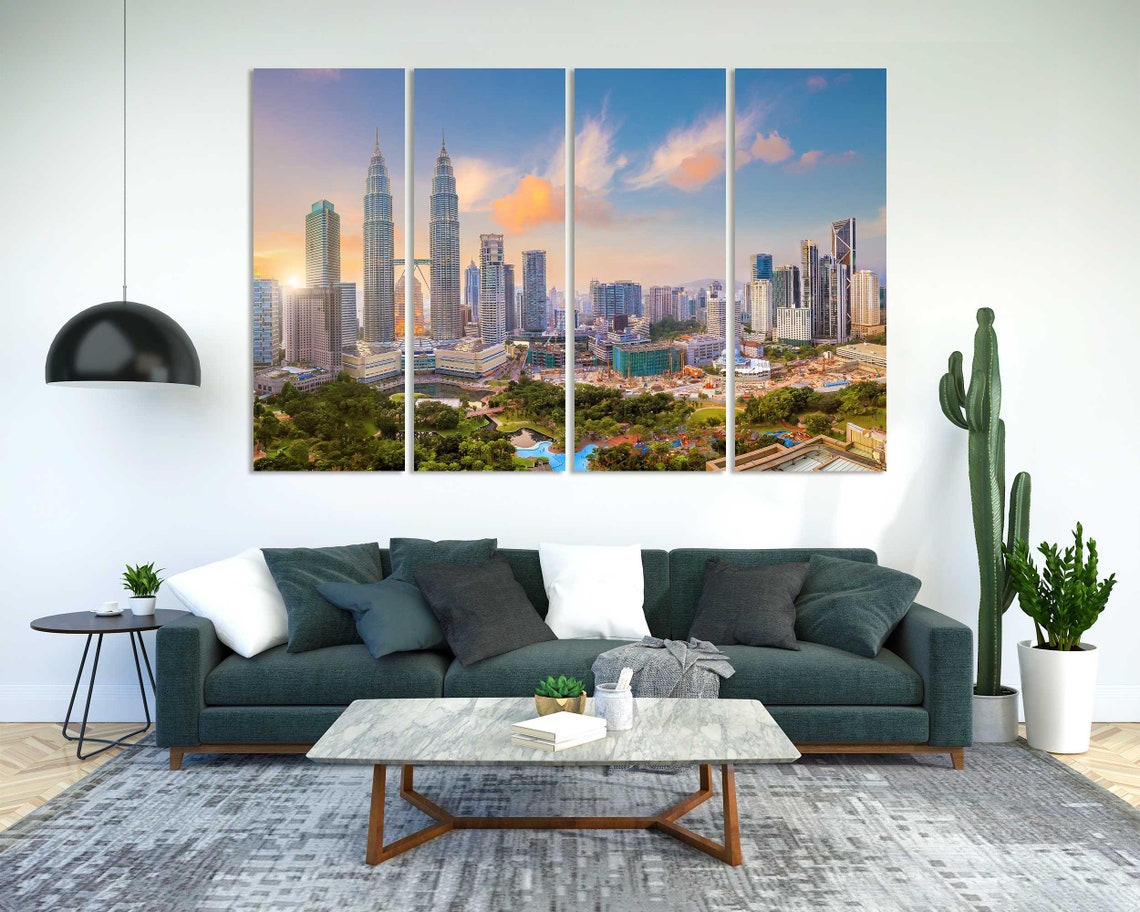 Kuala Lumpur Petronas Towers Sunset Skyline Malaysia Travel Poster - Image 2