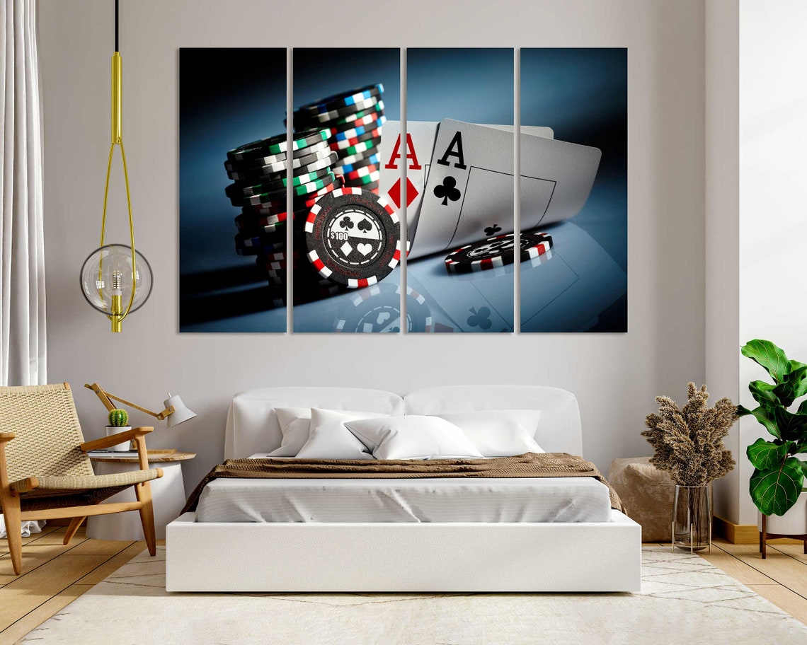 Poker Aces and Stacked Chips Casino Night Game Room Wall Art Print - Image 6
