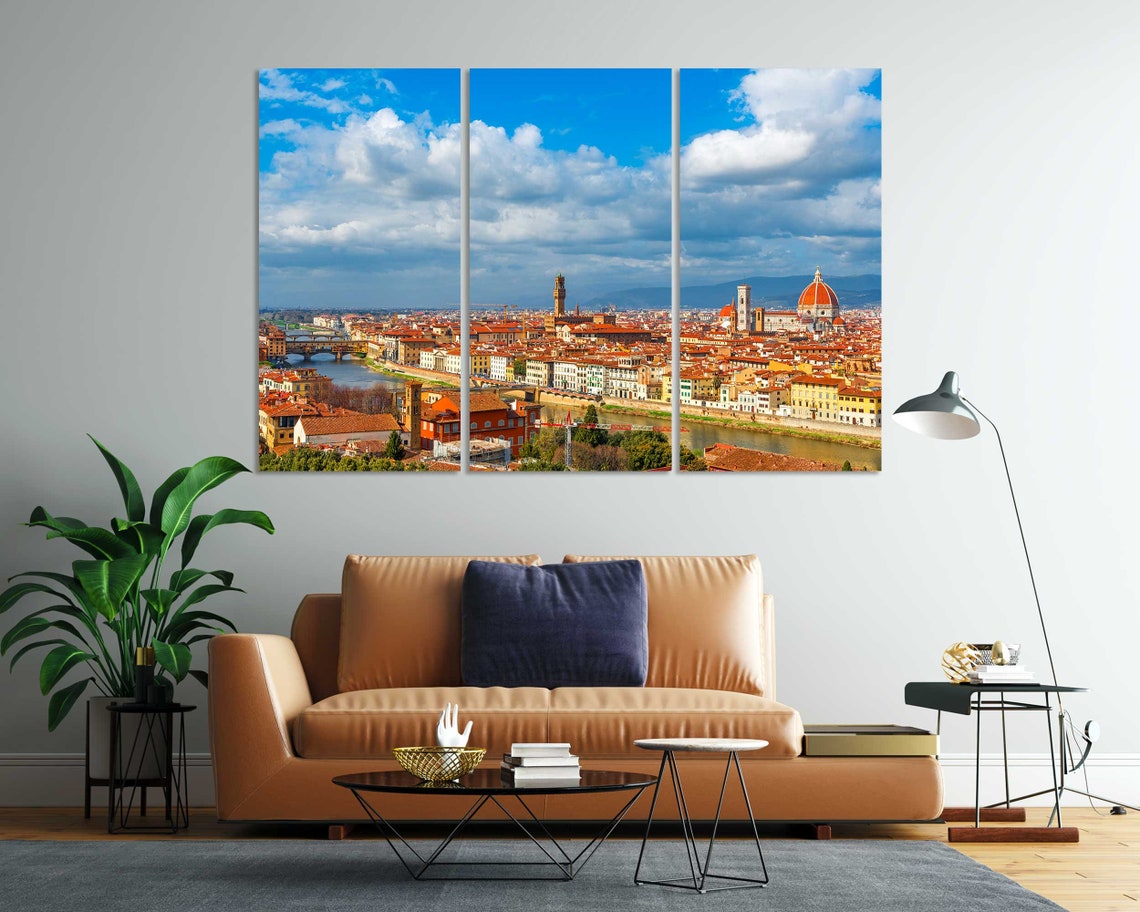 Florence Italy Panorama Arno River Duomo Red Rooftops Sunny Day Poster - Image 8