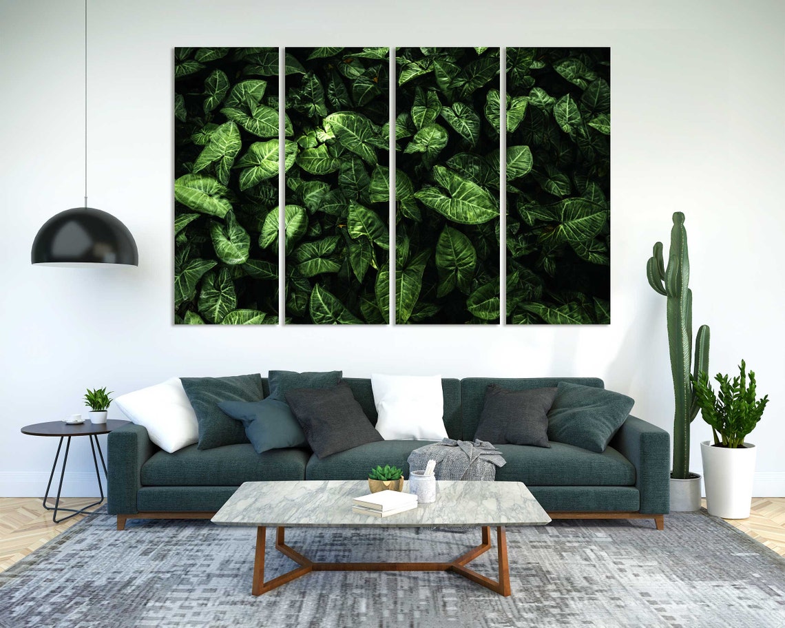 Dark Green Tropical Leaves Lush Foliage Three Panel Nature Poster - Image 2