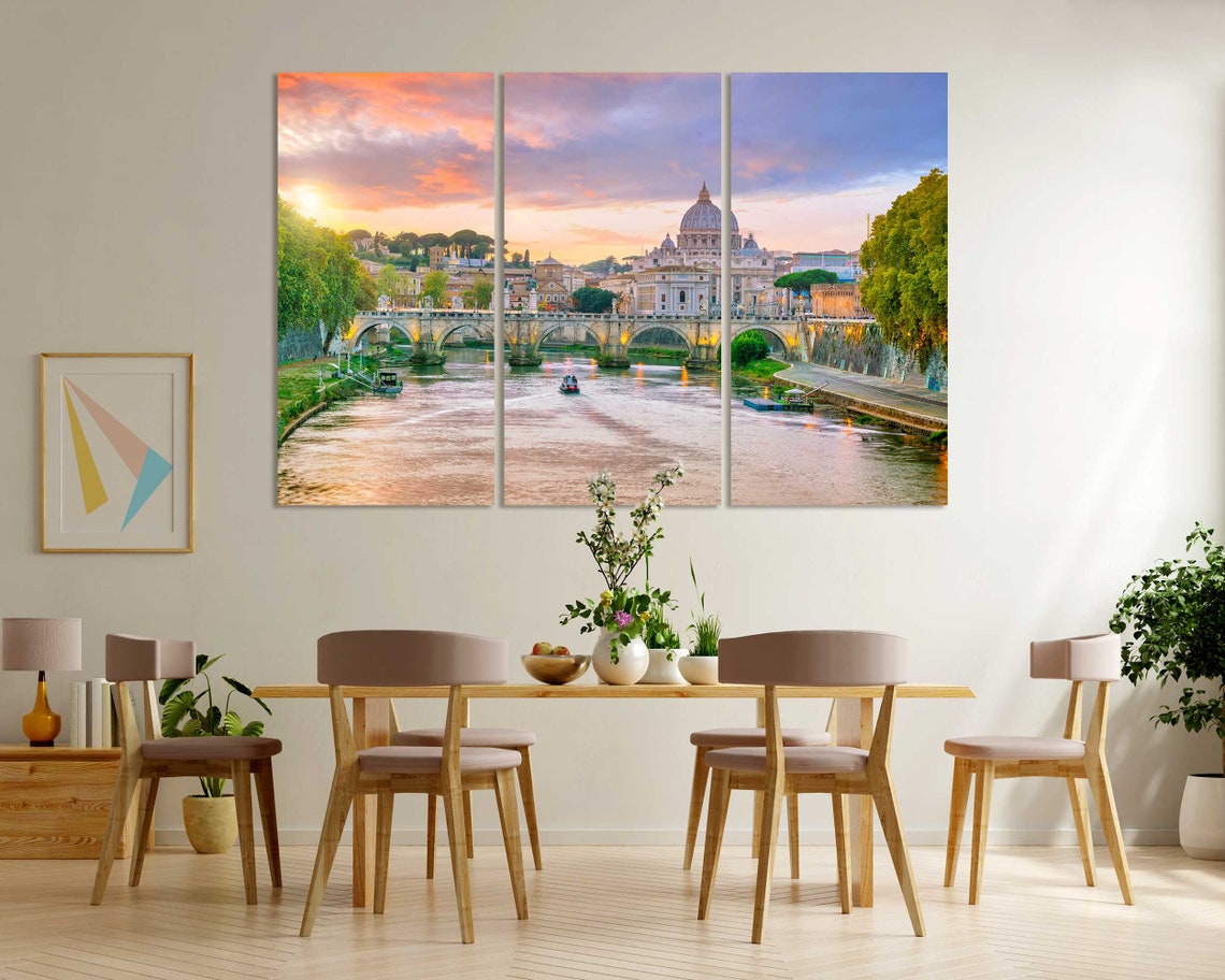 St Peters Basilica Rome Sunset Tiber River Bridge Vatican Poster - Image 8