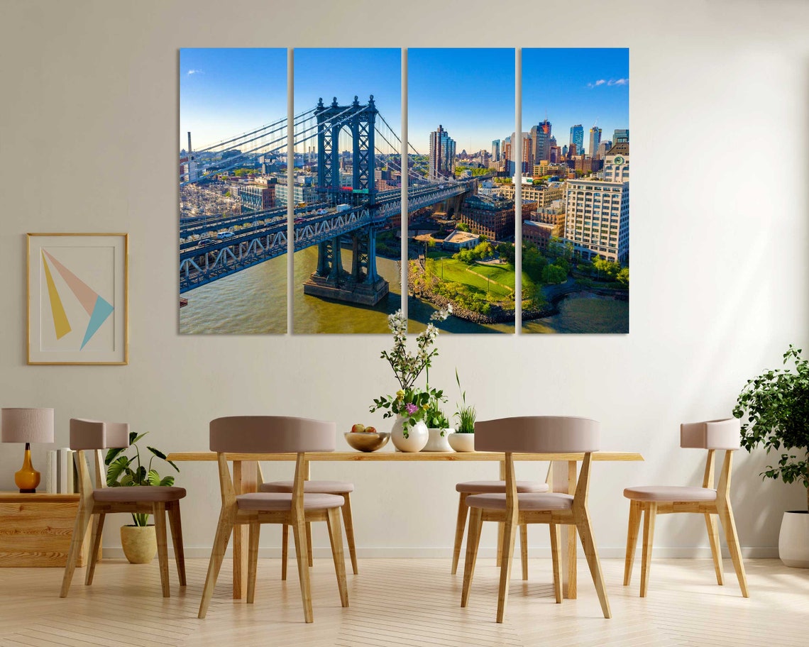 Manhattan Bridge New York City Aerial Skyline East River View Poster - Image 6