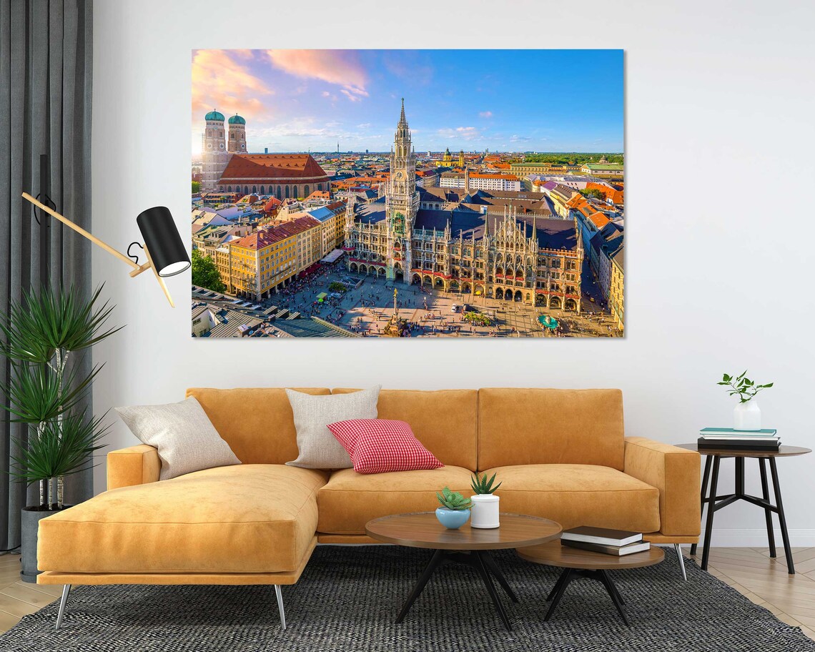 Munich Germany Marienplatz Town Hall Aerial Skyline Travel Poster - Image 5