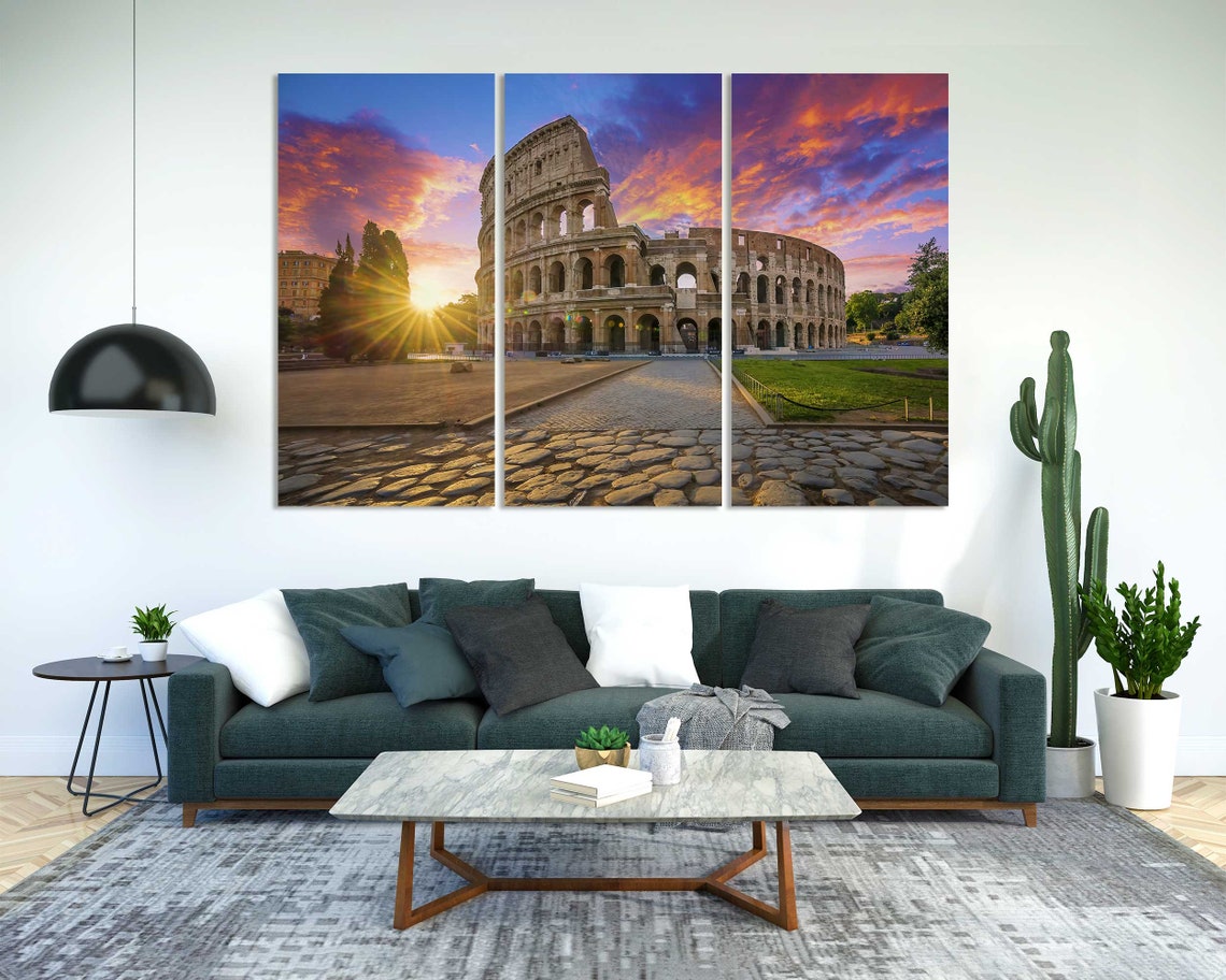 Colosseum Rome Italy At Sunrise With Dramatic Colorful Sky Poster - Image 2