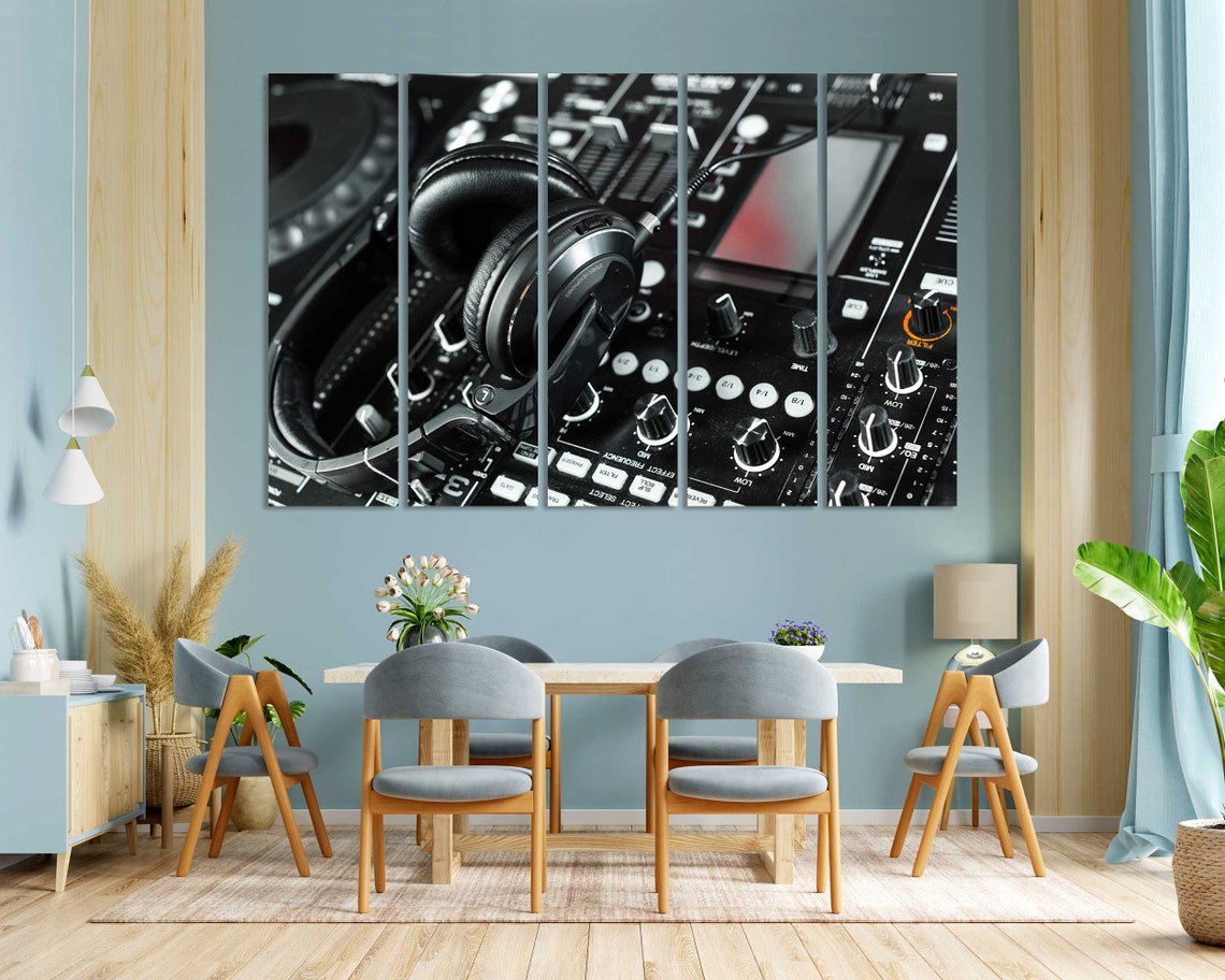 DJ Mixer Console With Headphones Music Studio Equipment Wall Art - Image 3