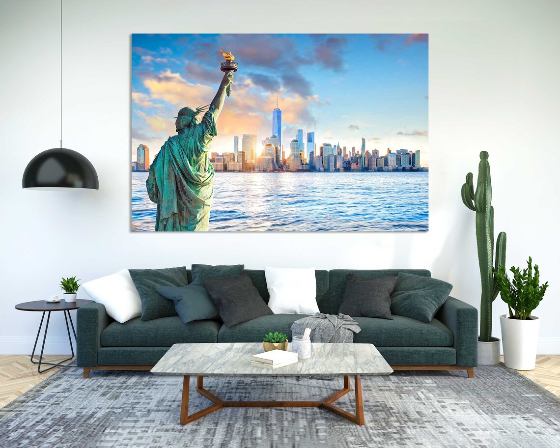 Statue of Liberty New York City Skyline Sunset Manhattan Poster - Image 2