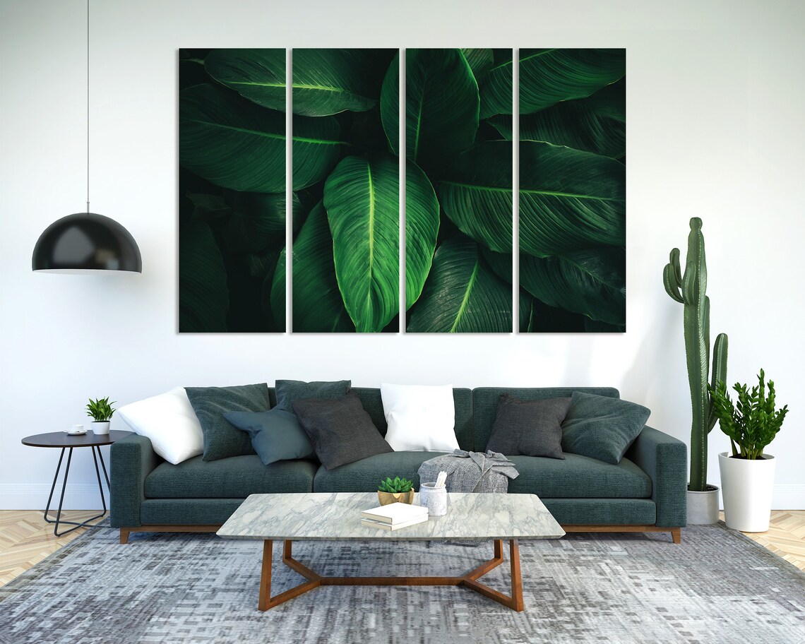 Giant Tropical Green Leaves Bold Botanical Close Up Nature Poster - Image 2