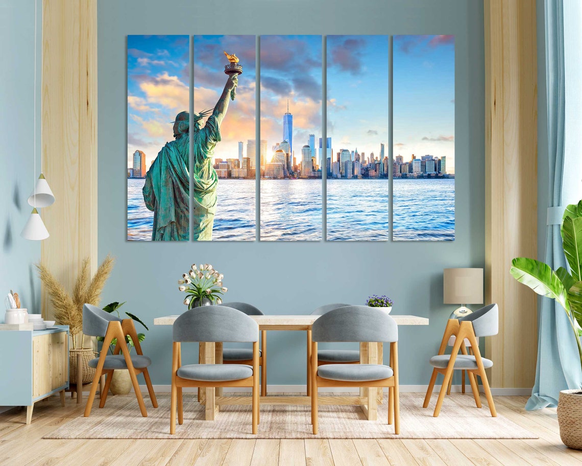 Statue of Liberty New York City Skyline Sunset Manhattan Poster - Image 3