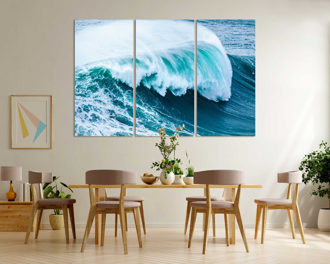 Giant Turquoise Ocean Wave Curling Surf Barrel Seascape Wall Poster - Image 6