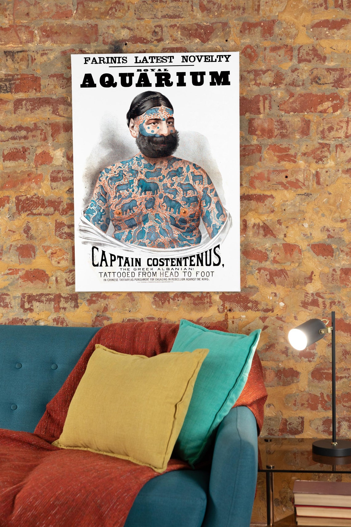 Captain Costentenus Tattooed Man Vintage Circus Sideshow Poster - Image 3