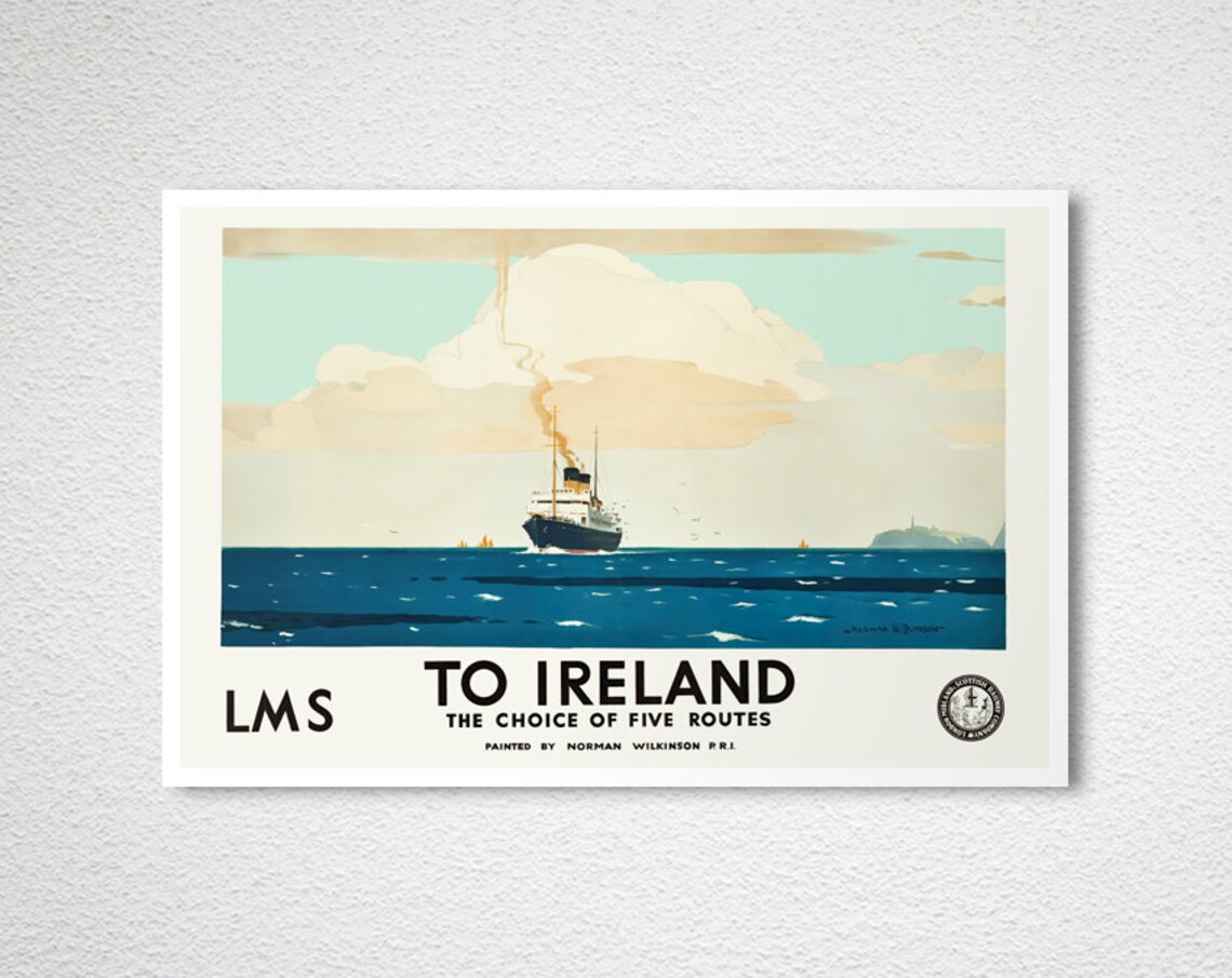 To Ireland Vintage Travel Poster, Ireland Travel Poster - Image 2