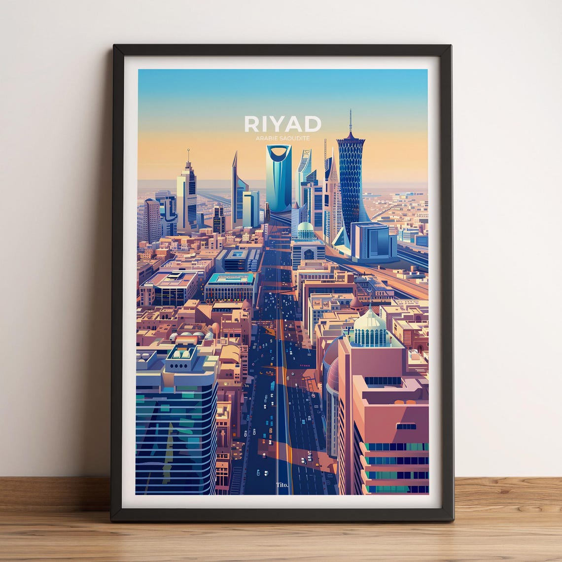 Riyadh Saudi Arabia Modern Skyline Vintage Travel Poster Art