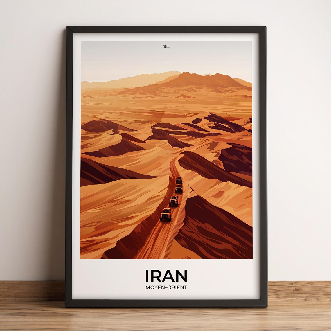 Iran Desert Off Road Convoy Adventure Vintage Travel Poster Art