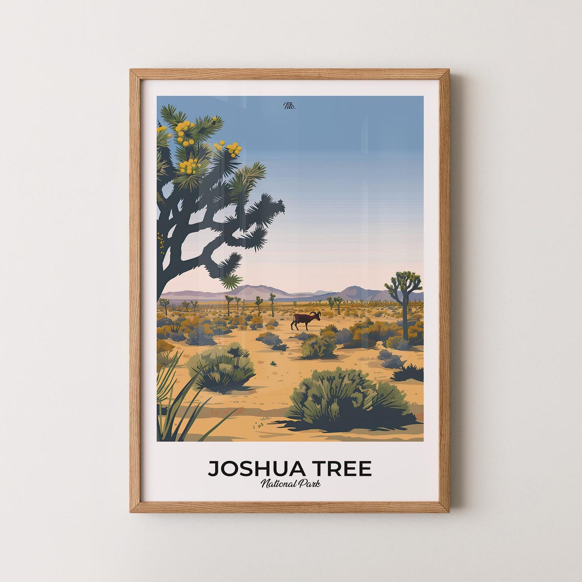 Joshua Tree National Park Golden Desert Sunset Travel Wall Poster