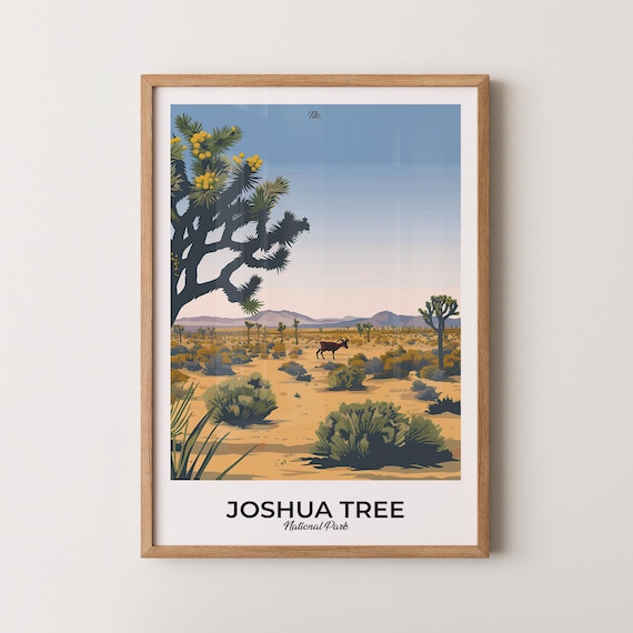 Joshua Tree National Park Golden Desert Sunset Travel Wall Poster