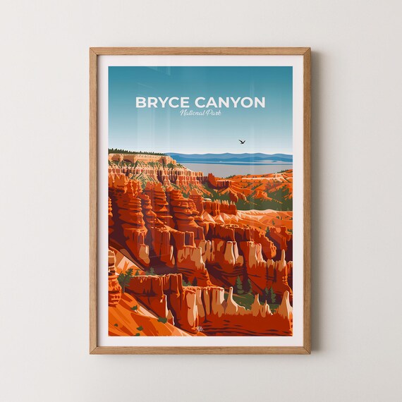 Bryce Canyon National Park Poster Orange Hoodoos Utah Travel Art
