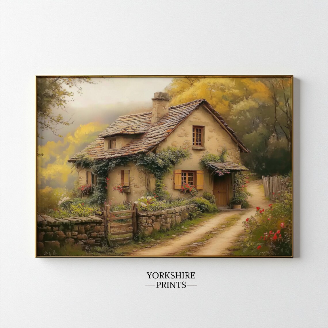 Cottage Garden Vintage Oil Painting Art Print - Image 2