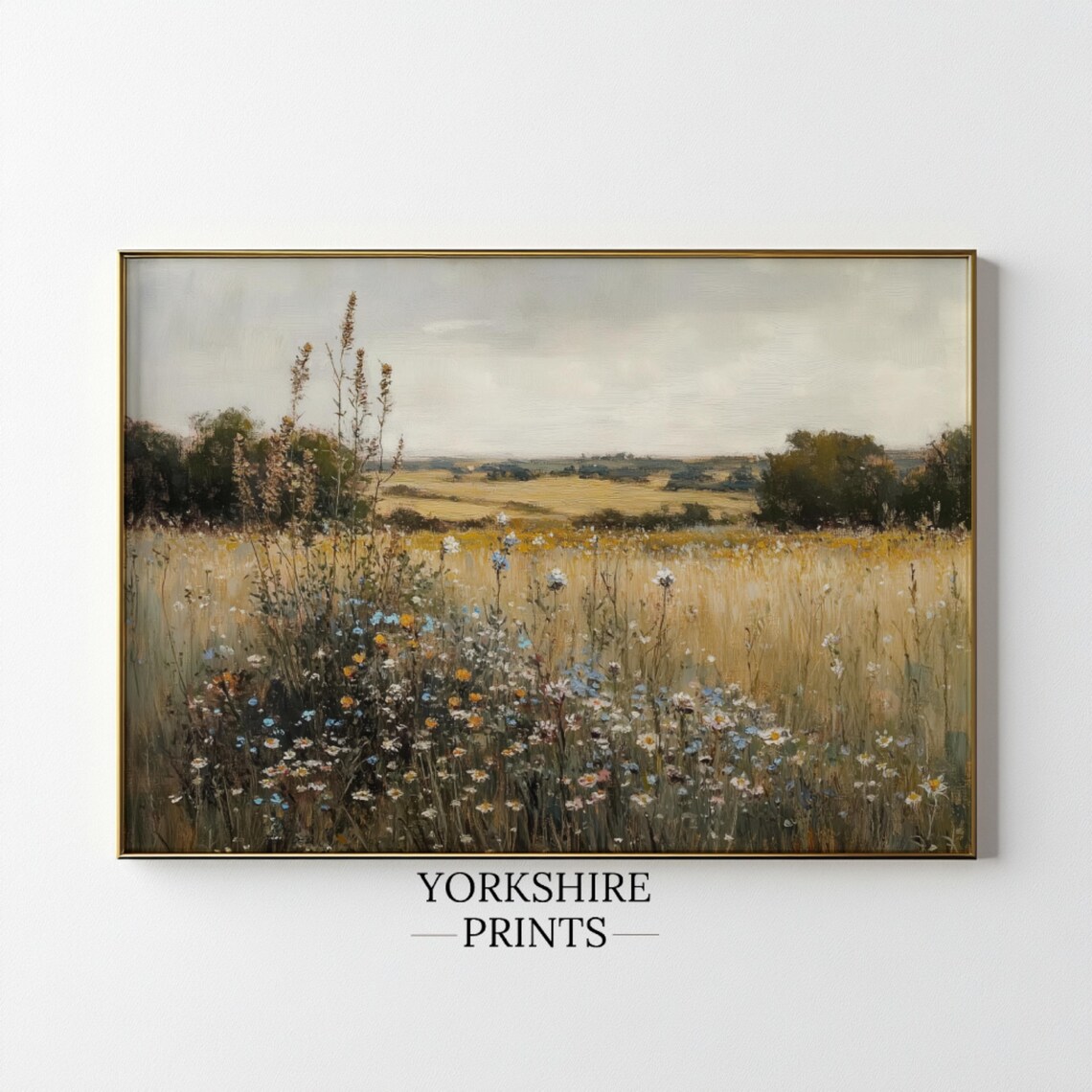 Spring Wildflower Meadow Golden Field Vintage Landscape Art Poster - Image 2