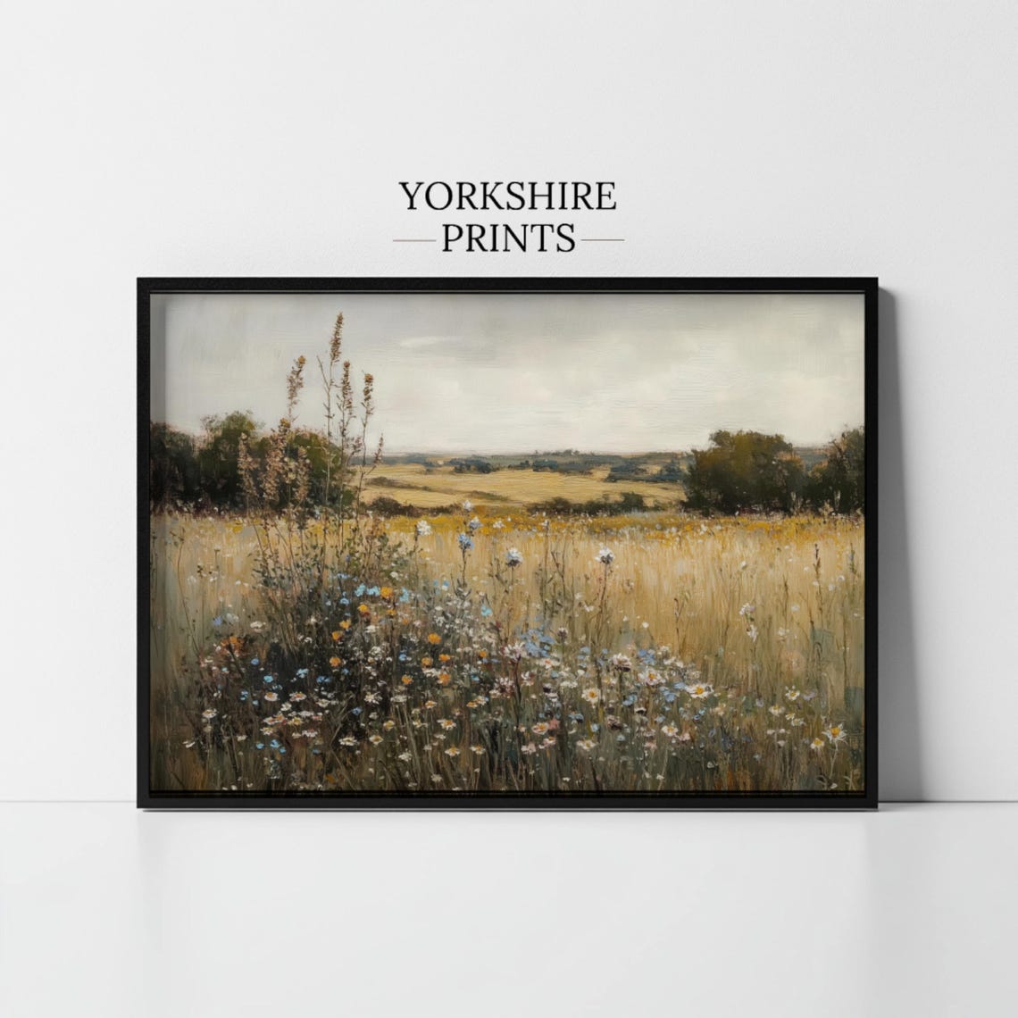 Spring Wildflower Meadow Golden Field Vintage Landscape Art Poster - Image 3