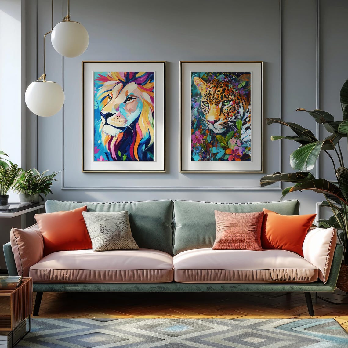 Lion With a Rainbow Mane in Bold Abstract Paint Wildlife Poster - Image 5