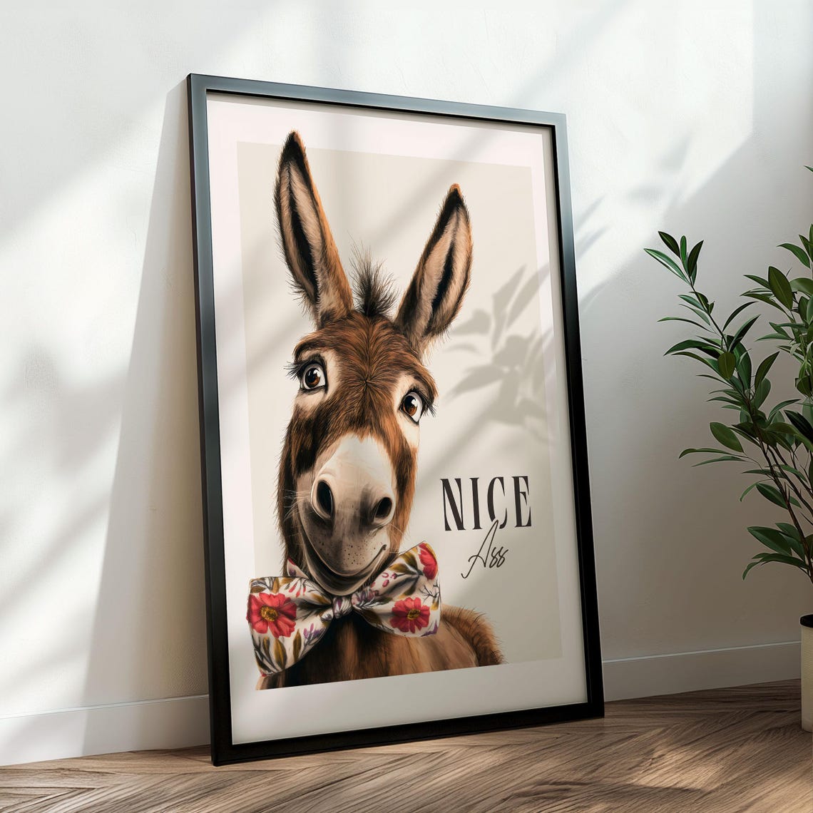 Nice Ass Donkey With a Floral Bow Tie Cheeky Funny Bathroom Poster - Image 3