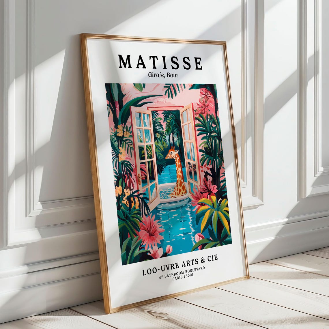 Matisse Style Giraffe Soaking in a Bubble Bath Parody Art Poster - Image 7