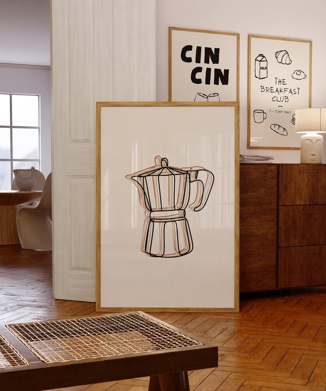 Moka Pot Italian Espresso Coffee Maker Line Art Minimalist Poster - Image 2