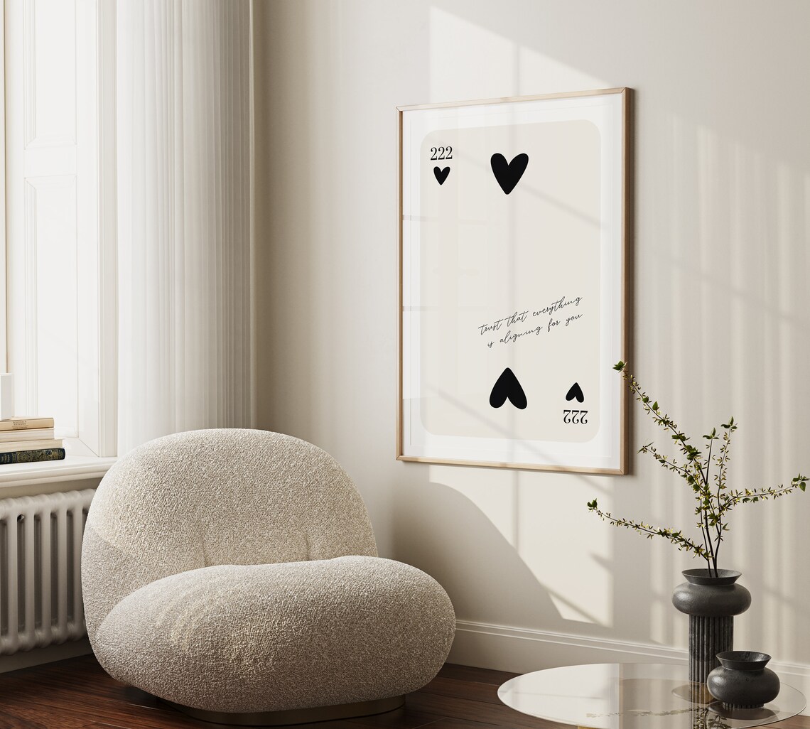 Angel Number 222 Playing Card Poster, Wall Art Print - Image 2