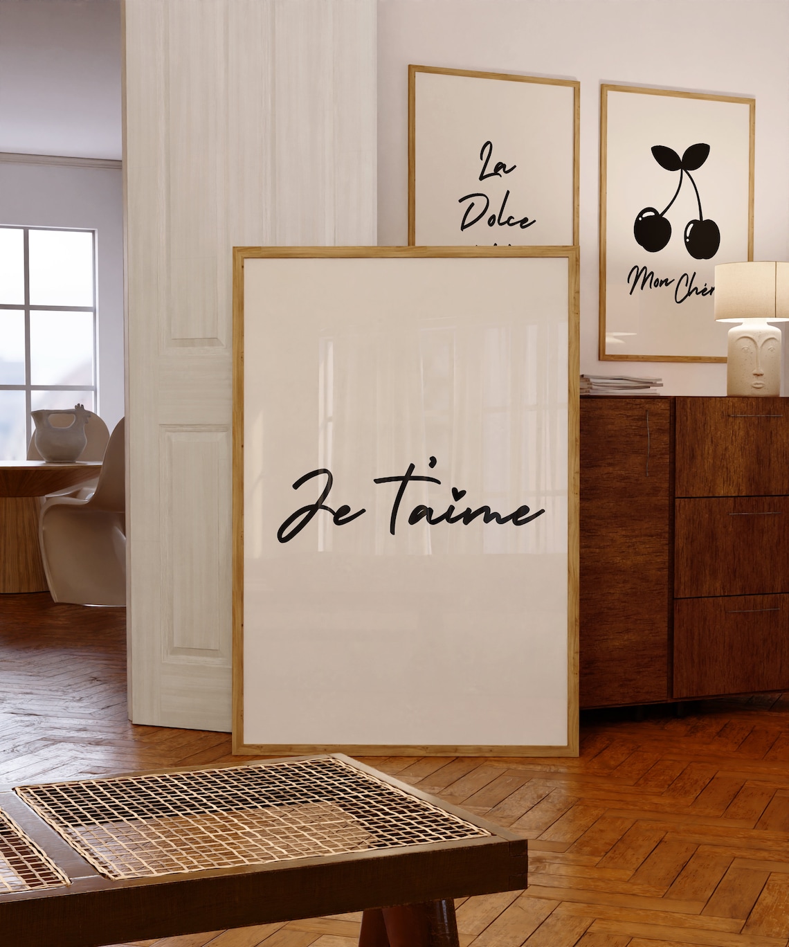 Je T'aime French I Love You Romantic Black Script Quote Poster