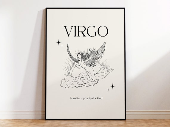 Virgo Print Instant Poster Minimalist Virgo Poster Virgo Zodiac Wall Art Zodiac Poster Star Sign Print