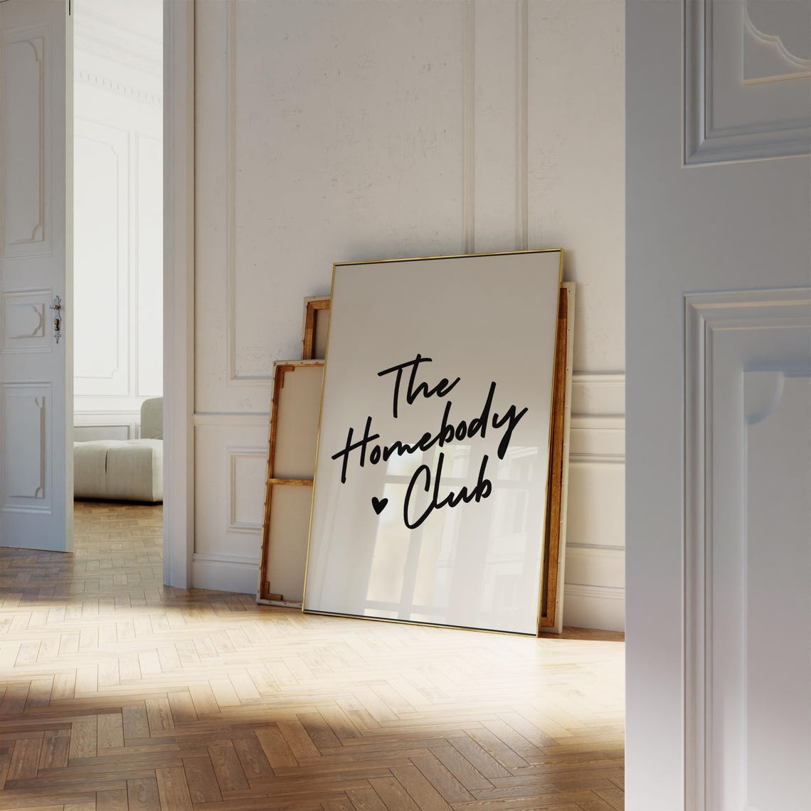 The Homebody Club Calligraphy Script with Heart Minimal Wall Poster - Image 2