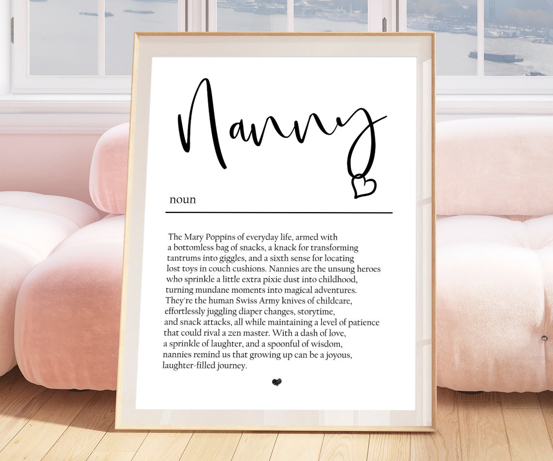Nanny Gifts Christmas Caregiver Gift For Babysitter Gifts For Nanny Definition Print Nanny Wall Art Nanny Birthday Gift Nanny