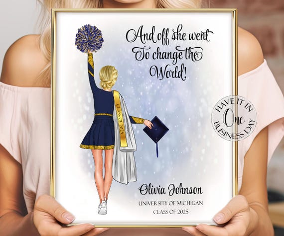 Personalized Cheerleader Graduation Print Cheerleader Graduation Gift Cheerleader Gift Custom Graduation Print Senior Cheer Graduation Gift