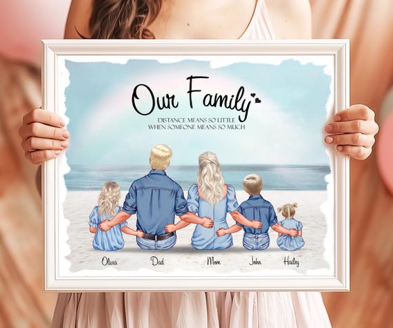Personalized Gifts Family Gift Personalized Family Print Custom Family Portrait With Pets Personalized Family Portrait Illustration Wall Art