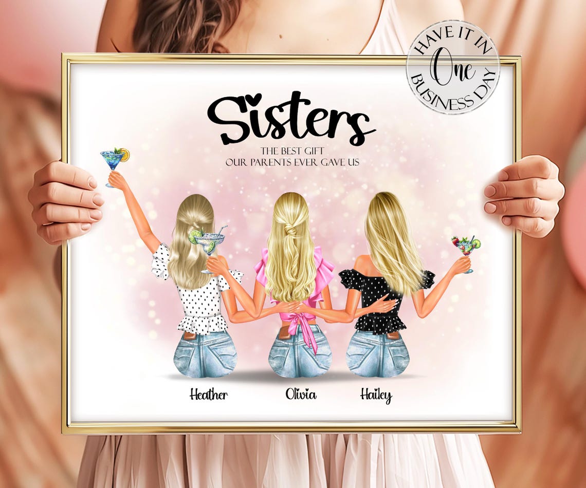 Sisters Best Gift Parents Gave Us Poster Custom Gift for Three Sisters