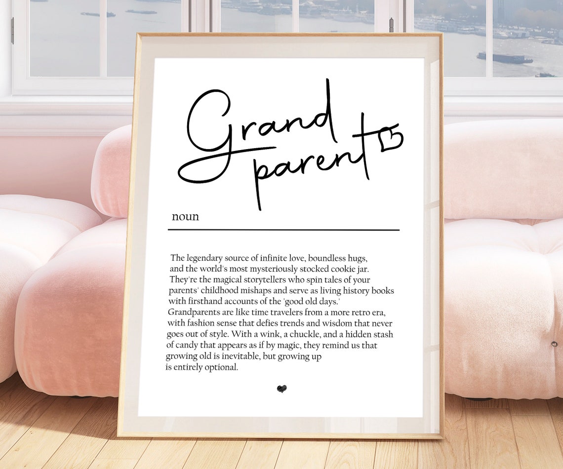 Grandparent Gift Grandparent Definition Print Grandparent Christmas Gift Grandparent Birthday Gift For Grandparents Art Print