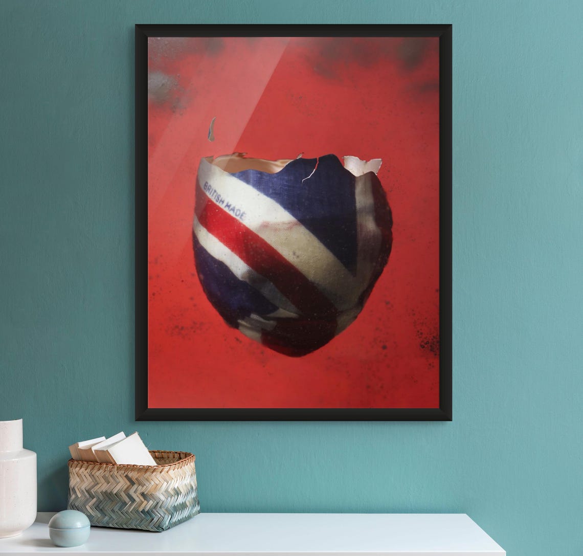 Cracked Union Jack Shell Marked British Made Bold Pop Art Poster