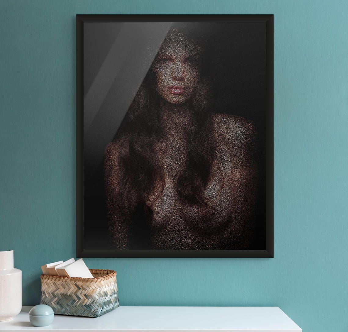Kira Pointillist Dot Portrait Abstract Female Art Painting Poster
