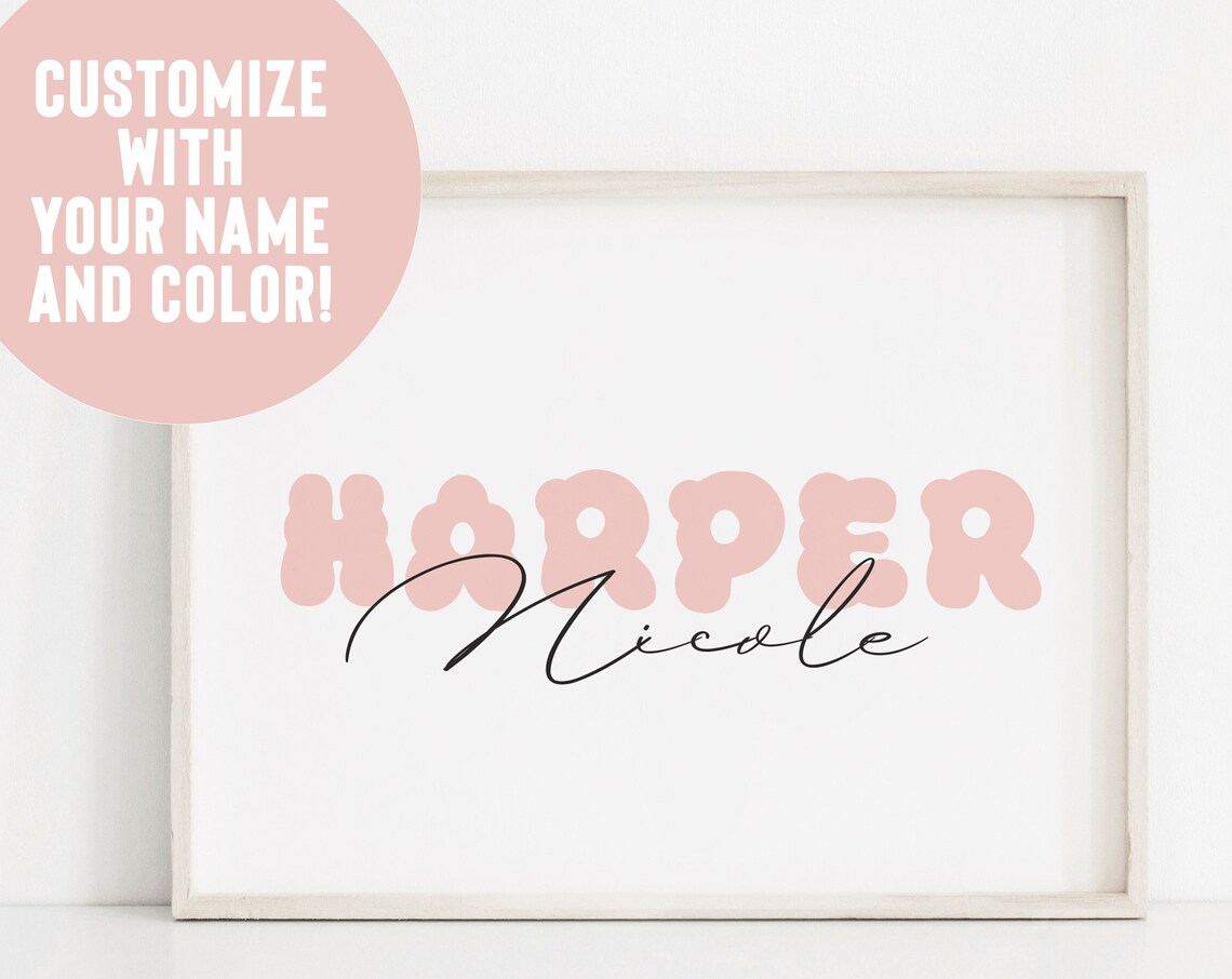 Custom Name Girls Nursery Floral Name Print