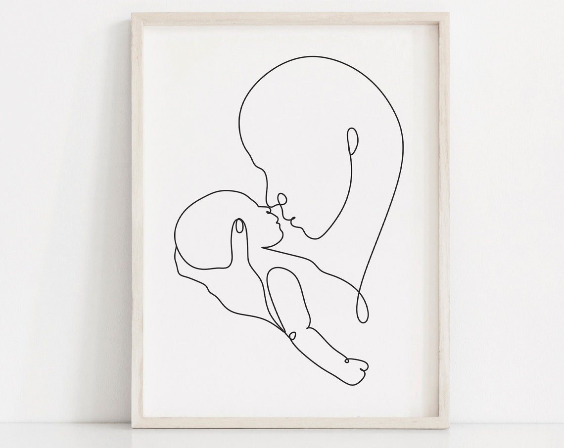 Mom And Baby Line Art Mother And Child Wall Art Newborn Line Drawing Baby Shower Gift Minimalist Nursery Art Motherhood Gift