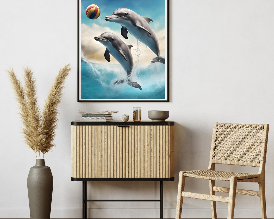 Dolphin Cute Quirky Animal Art Print - Image 2