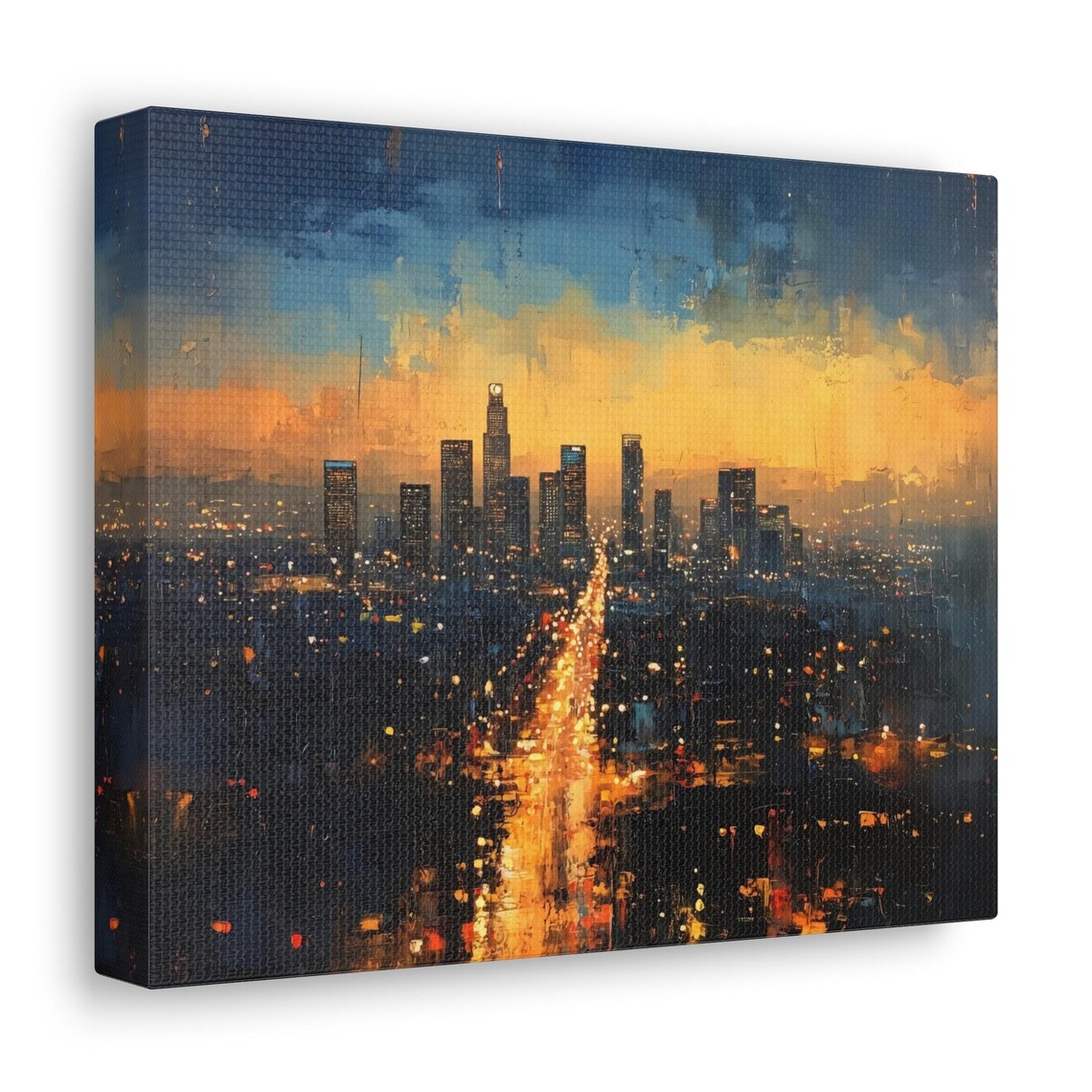 City Lights of Downtown Los Angeles Glowing Against a Dusk Sky Poster - Image 2