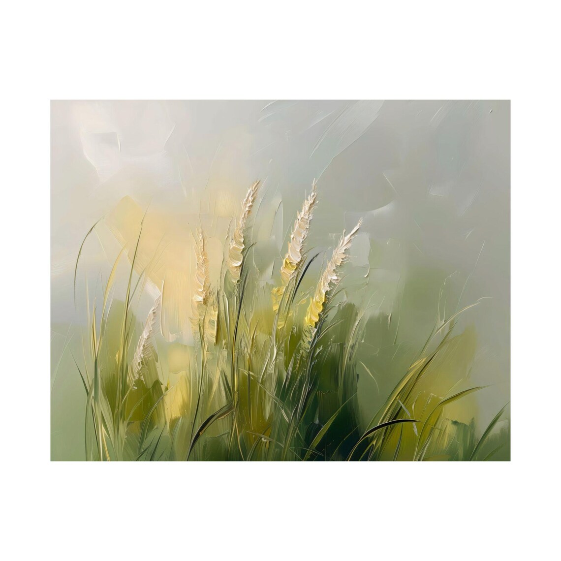 Textured Abstract Golden Grass Oil Painting Modern Nature Wall Art - Image 3