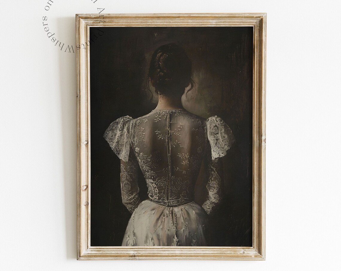 Vintage Woman Painting, Dark Academia Art Print