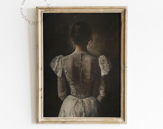 Vintage Woman Painting, Dark Academia Art Print