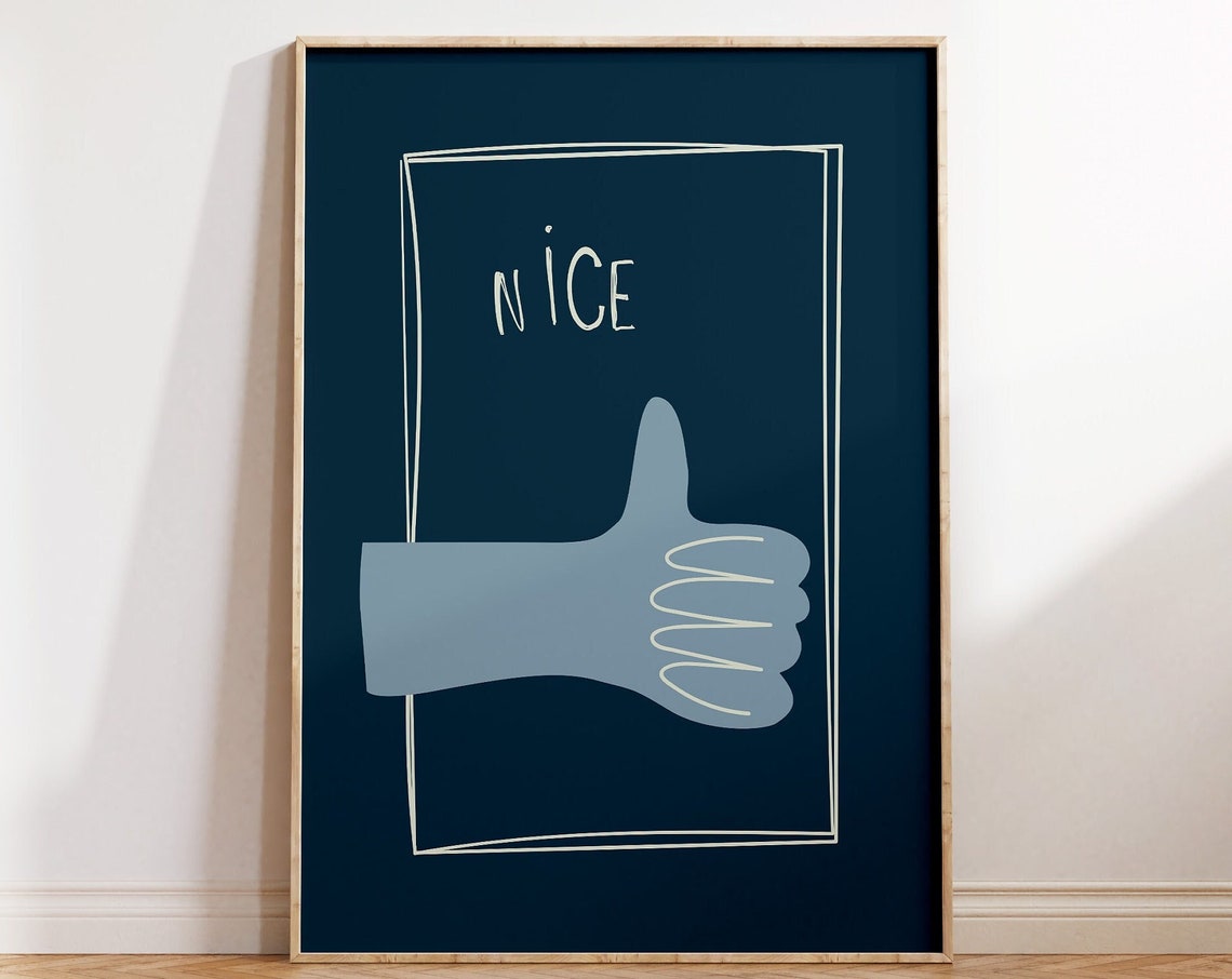 Nice Thumbs Up Positive Encouragement Navy Motivational Poster