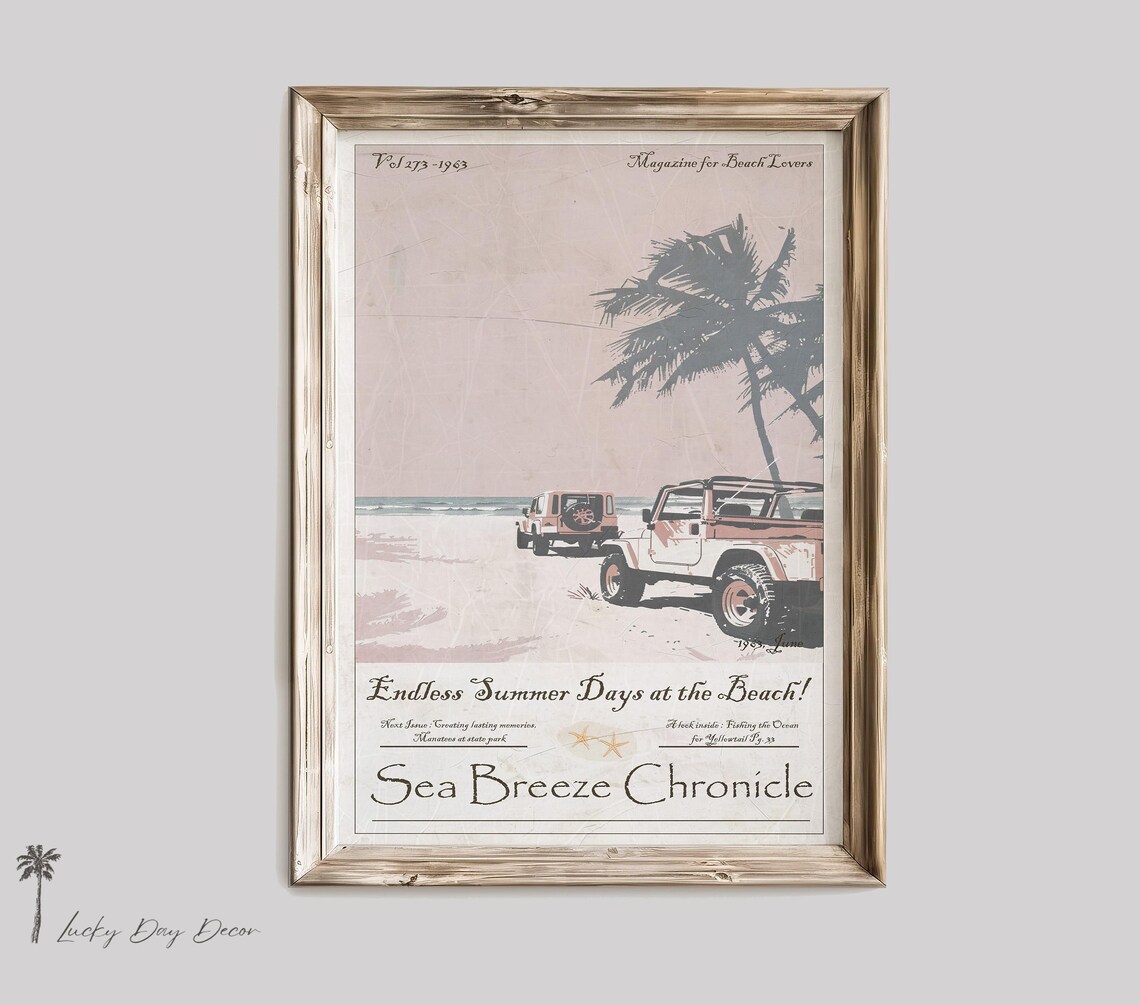 Buggy Beachside 1960s Vintage Magazine Cover Art Print