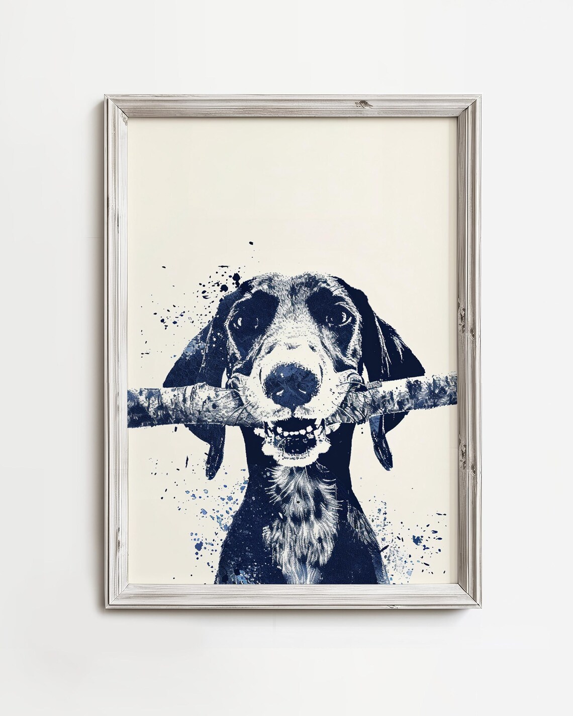 Wiener Doxie Finds Driftwood Dog Sketch Art Print
